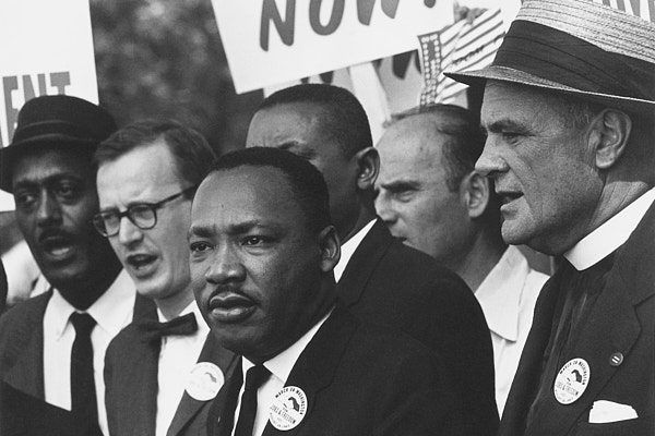 image of Martin Luther King Jr at a protest rally